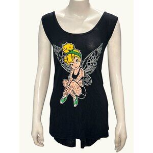 CCC Tattooed Tinker Bell Black Back Tank Top With Racerback Style Graphic Design